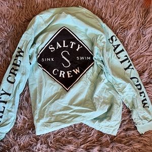 Long sleeve turquoise salty crew shirt 🐬